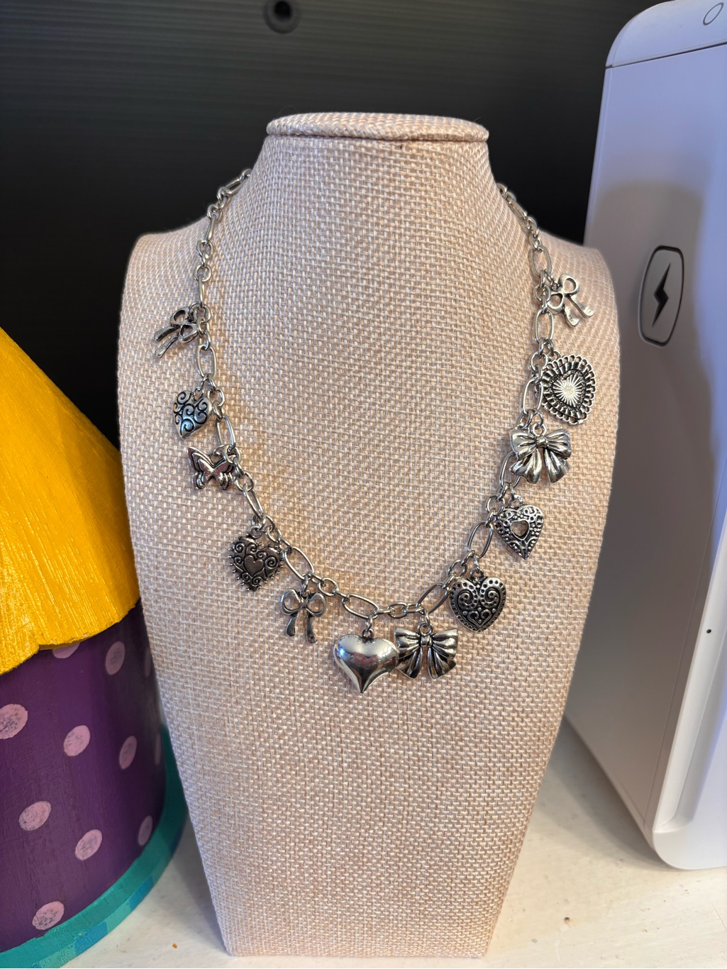 New Adjustable Length Silver Charm Necklace - Women's Jewelry